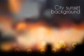 Bokeh effect blurred sunset background