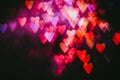 Bokeh hearts valentine day party pink red glow Royalty Free Stock Photo