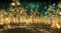 winter celebration light tree card decoration blur holiday bokeh background christmas. Generative AI.