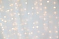 Bokeh of yellow led light under curtain. Royalty Free Stock Photo