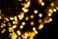 Bokeh Light Night blur Gold Background Abstract Blurry Focus Sky Dark Neon Street Texture Black Backdrop Orange Glitter Confetti Royalty Free Stock Photo