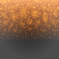 Bokeh light orange sparkles on transparency background vector illustration.