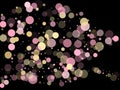 Bokeh lights effect vector. Gold, pink and rose color round confetti dots Royalty Free Stock Photo