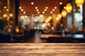 Bokeh lights enhance the restaurants blurred background, setting an inviting mood