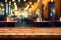 Bokeh lights enhance the restaurants blurred background, setting an inviting mood