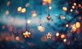 Bokeh lights twinkling like stars in a clear night sky, abstract background Royalty Free Stock Photo