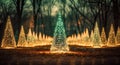 decoration winter background bokeh light blur texture tree celebration christmas holiday. Generative AI. Royalty Free Stock Photo