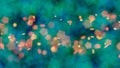 Bokeh orange embers against strong green and blue bokeh lights Royalty Free Stock Photo