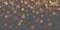 Bokeh overlay light effect. Christmas gold magic confetti. Vector orange glitter