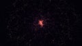 Bokeh patten, red small sparkles floating on black background. Animation. Abstract particles, small dots forming a ring