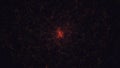 Bokeh patten, red small sparkles floating on black background. Animation. Abstract particles, small dots forming a ring
