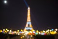 Bokeh photo of Eiffel Tower at night in Paris Royalty Free Stock Photo