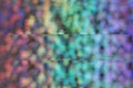 Bokeh rainbow abstract background with glitch lines.