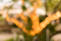 Bokeh shot at night of outdoor restaurant at night.