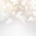 Bokeh silver and white Sparkling Lights Festive background with Royalty Free Stock Photo