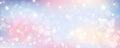 Bokeh sky background. Light pink pastel galaxy abstract wallpaper with glitter stars. Fantasy space with sparkles Royalty Free Stock Photo