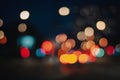 Bokeh street lights at night, blurry city traffic colors background Royalty Free Stock Photo