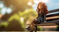 Bokeh Style Figurine: Girl Sitting On Bench - Uhd Image