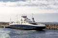 Boknafjord ferry at Mortavika port on Rennesoy island waiting for cars and passengers to board for departure to Arsvagen Royalty Free Stock Photo