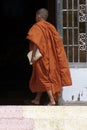 Bokor National Park Cambodia, Monk entering building at Wat Sampov Pram