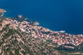 Bol on Brac island panoramic aerial view, Dalmatia, Croatia. Town of Bol from Vidova Gora aerial view, Island of Brac, Dalmatia, Royalty Free Stock Photo
