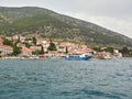 Bol, Croatia, July 25, 2021: View of the marina and the old town of Bol on the island of Brac. Panorama of the resort