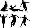 soccer goal celebrations silhouettes Royalty Free Stock Photo
