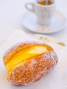 Bola De Berlim Portuguese Doughnut Or Berliner And Coffee