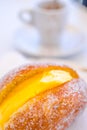 Bola De Berlim Portuguese Doughnut Or Berliner And Coffee Royalty Free Stock Photo