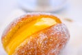 Bola De Berlim Portuguese Doughnut Or Berliner And Coffee Royalty Free Stock Photo