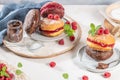 Bolas de Berlim, or Berlin Balls. Portuguese fried dough with sugar, Filled with chocolate or raspberry jam. Portuguese fried Royalty Free Stock Photo