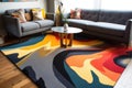 bold abstract design on a modern area rug