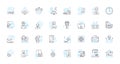 Bold approach linear icons set. Courage, Fearlessness, Daring, Risk-taking, Innovative, Inventive, Limitless line vector