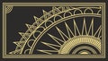 Bold Art Deco Jagged Sunburst Frame in Gold & Black, vector design Generative AI Royalty Free Stock Photo