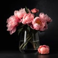 Bold and beautiful peonies in a glass vase. Mother\'s Day Flowers Design concept Royalty Free Stock Photo