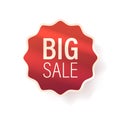 Bold Big Sale Label In Vibrant Red Color With Wavy Edge, Grabbing Attention With Irresistible Discounts
