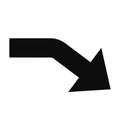 Bold black arrow turning down illustration