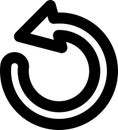 Bold black circular arrow represents concepts like refresh, reload, rotation, repeat, or cycle, conveying a sense of