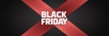 Bold Black Friday Image with Dynamic Text and Red X on Dark Gray Background Royalty Free Stock Photo