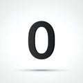 Bold Black Number Zero Digit Against White Background With Subtle Shadow Royalty Free Stock Photo