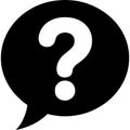 Black question mark inside speech bubble isolated on transparent background Royalty Free Stock Photo
