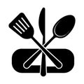 Kitchen Utensils Silhouette Icon Royalty Free Stock Photo