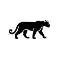 A bold black vector silhouette of a prowling or walking black panther cougar or mountain lion. Royalty Free Stock Photo