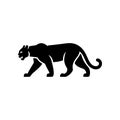 A bold black vector silhouette of a prowling or walking black panther cougar or mountain lion. Royalty Free Stock Photo