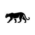 A bold black vector silhouette of a prowling or walking black panther cougar or mountain lion. Royalty Free Stock Photo