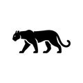 A bold black vector silhouette of a prowling or walking black panther cougar or mountain lion. Royalty Free Stock Photo