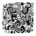 Bold Black And White Abstract Design: A Simple Doodle Poster