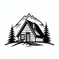 Bold Black And White Cabin Logo: Capturing Suburban Ennui