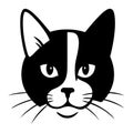 Bold black and white cat illustration with expressive eyes and whiskers Royalty Free Stock Photo