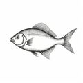 Bold Black And White Fish Illustration In Algeapunk Style